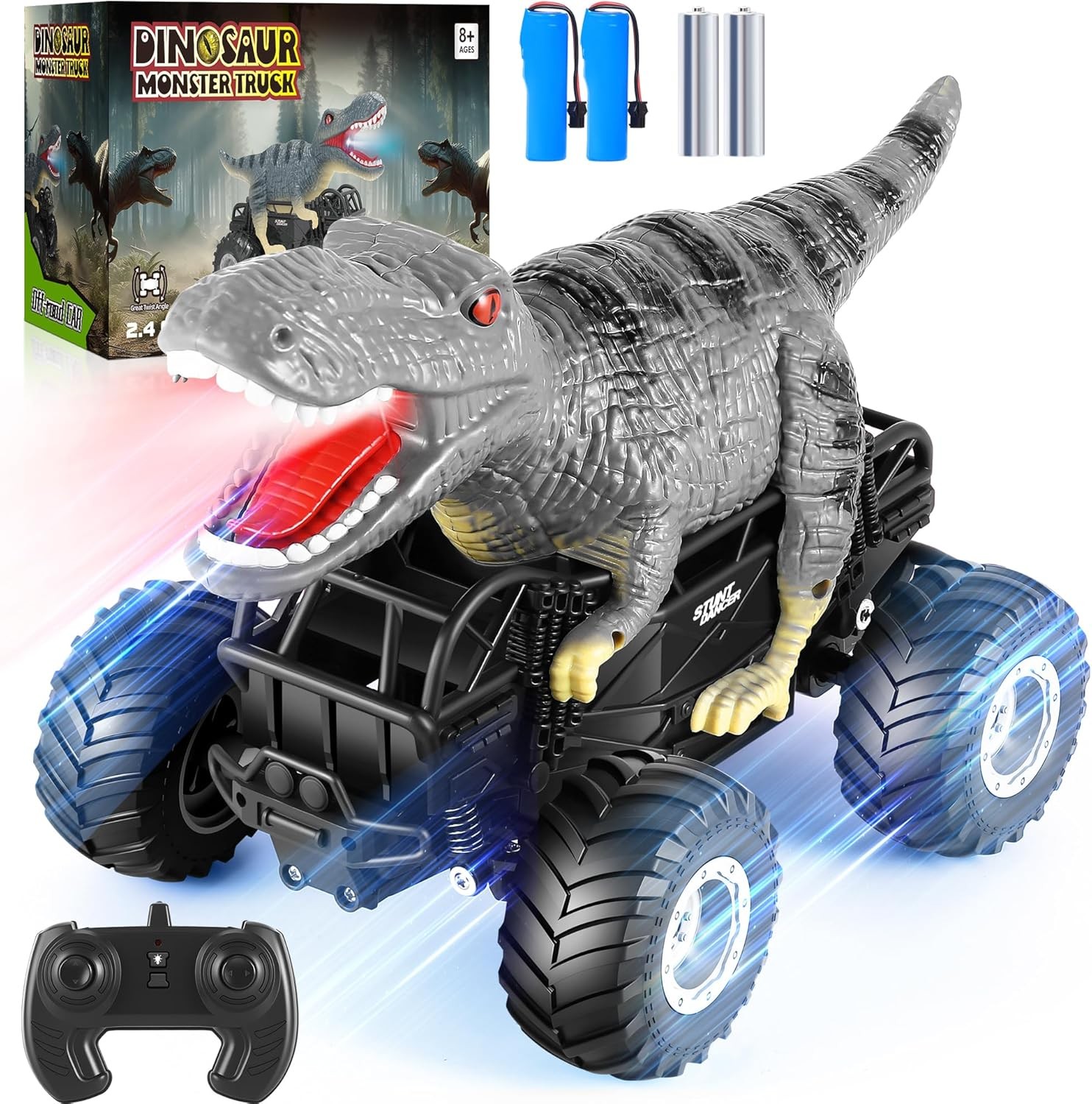 , 2.4ghz 1:18 Rc Cars With Light, 98ft 8km/h Gray