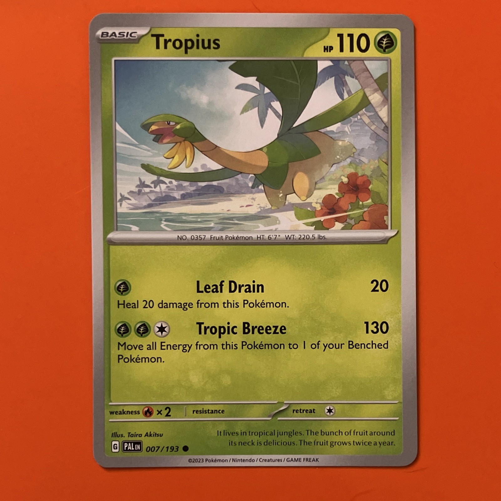 Pokémon TCG Tropius Illustration Scarlet & Violet Paldea Evolved 007/193