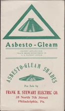 Asbesto-Gleam Shades Frank Stewart Electric Co. Philadelphia PA. Advertising