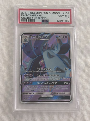 2017 Pokemon Toxapex GX (Full Art) 136/145 Guardians Rising Holo PSA 10 Low Pop