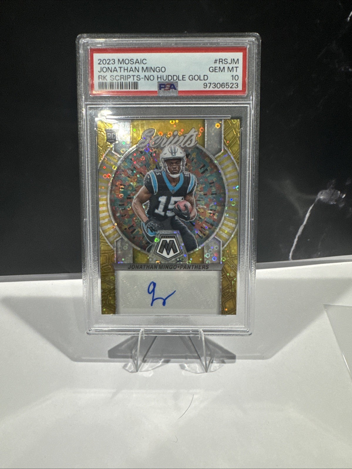 Jonathan Mingo Panini Mosaic Rookie Scripts #RSJM No Huddle Gold