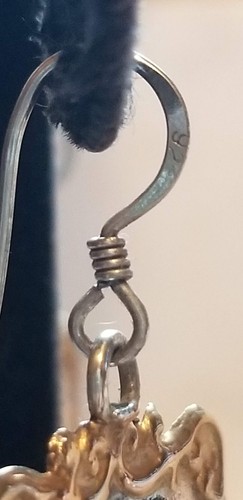 Sterling Silver 925 Luggage Tag Dangle Hook Earrings - Picture 4 of 12