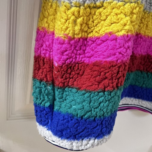 Mini Boden Rainbow Striped Cosy Reversible Fleece Hoodie Jacket Girls Size 11-12 - Picture 18 of 24