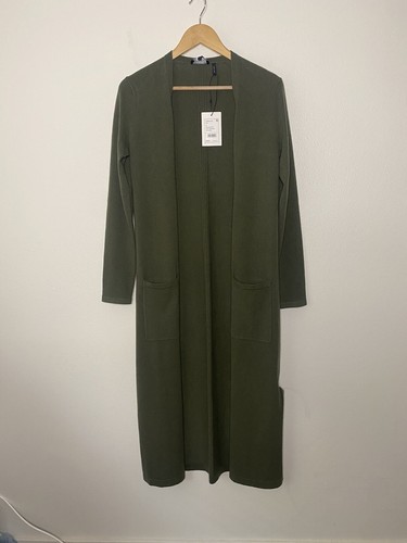 THEORY Torina CB NWT 100% Cashmere Open Front Cardigan Olive Green Small - 第 1/6 張圖片