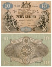 Zehn Gulden, 10 Gulden, Die W&uuml;rttembergische Notenbank, 1871, Reproduktion
