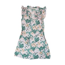 Ann Taylor Loft Pink Tropical Floral Print Ruffle Tie Waist Dress Size Small