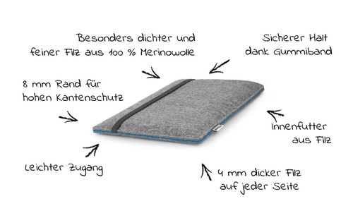 Tablet, Laptop, Notebook Hülle nach Maß - Filz Huelle Etui | FINN Custom made DE - Bild 61 von 77