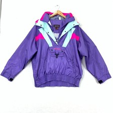 Nevica Women's Parka Jacket Size 10 Purple Neon Color Mid-length Retro