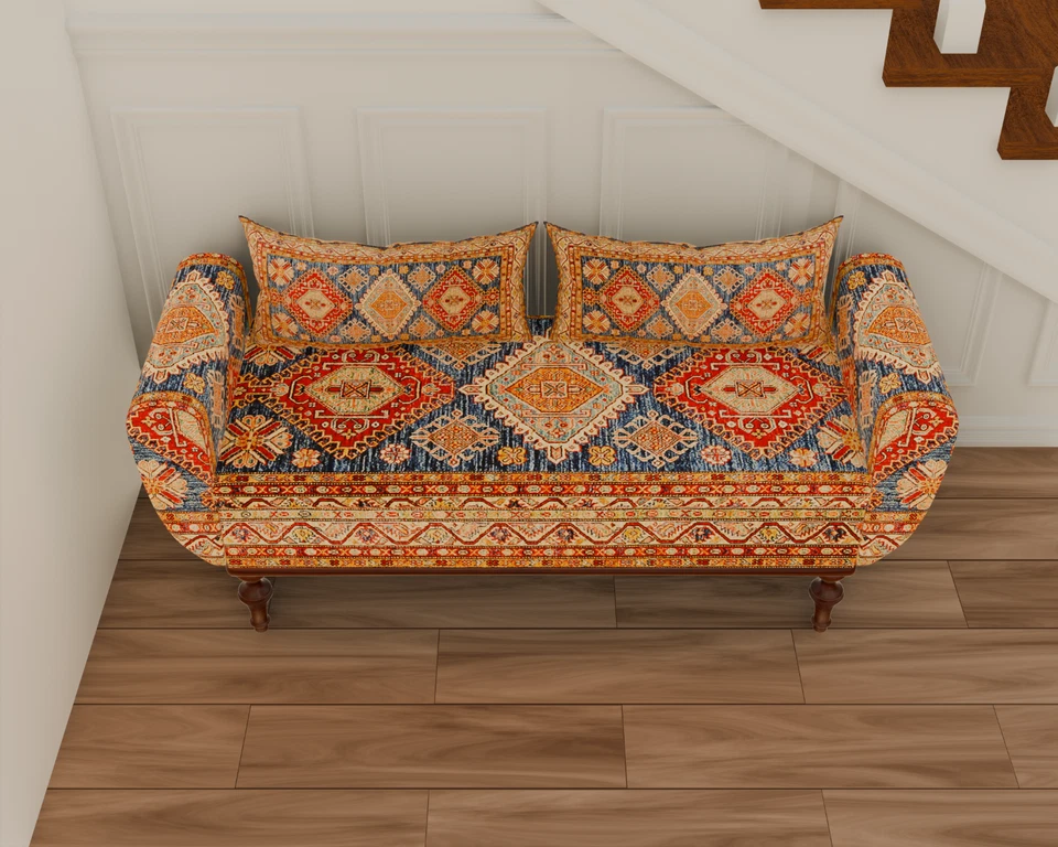 Kilim Traditional Armed Storage Bench Loveseat with Storage, Reading Nook - Image 3 of 4