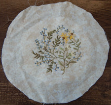 Embroidered Small Yellow Flowers on Fabric Ready for Hoop/Frame 10" Cottagecore