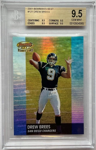 2001 Bowman's Best Drew Brees Rookie Card RC  #/1499 BGS 9.5 True Gem Chargers