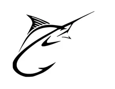 Marlin Fish Hook Black Vinyl Graphic Decal Car Window Laptop Notebook