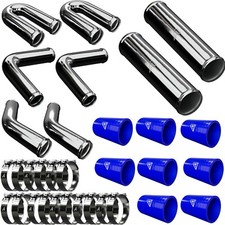 102mm 4" Universal Intercooler Kit Pipe Hose Blue HOSES Alloy Silicone ASH