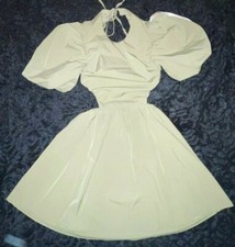 LADIES SIZE 10 KHAKI CUT OUT TIE BACK SKATER DRESS MISSGUIDED NEW WITH TAGS