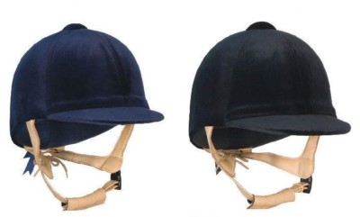 Champion CPX3000 Deluxe Velvet Riding Hat Leather Harness Navy/Black PAS015