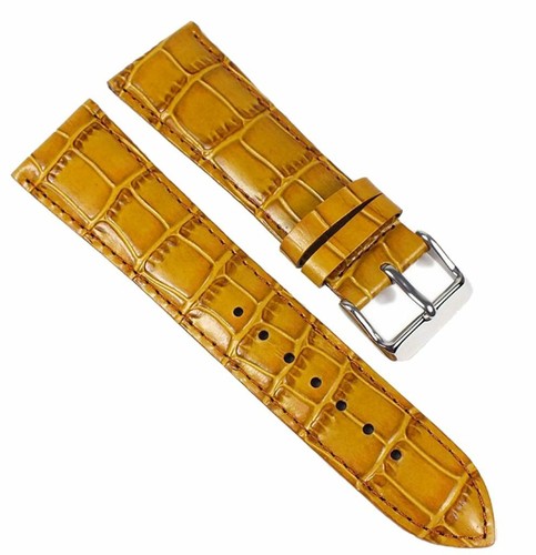 Bracelet De Montre En Cuir Véritable Marron Lisse 24mm - Neuf Avec étiquettes - Marque ACH