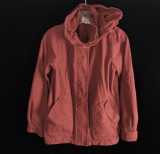 Jolt Womens Utility Cotton Hooded Jacket Flap Pockets Red Gorpcore Cabincore Szm