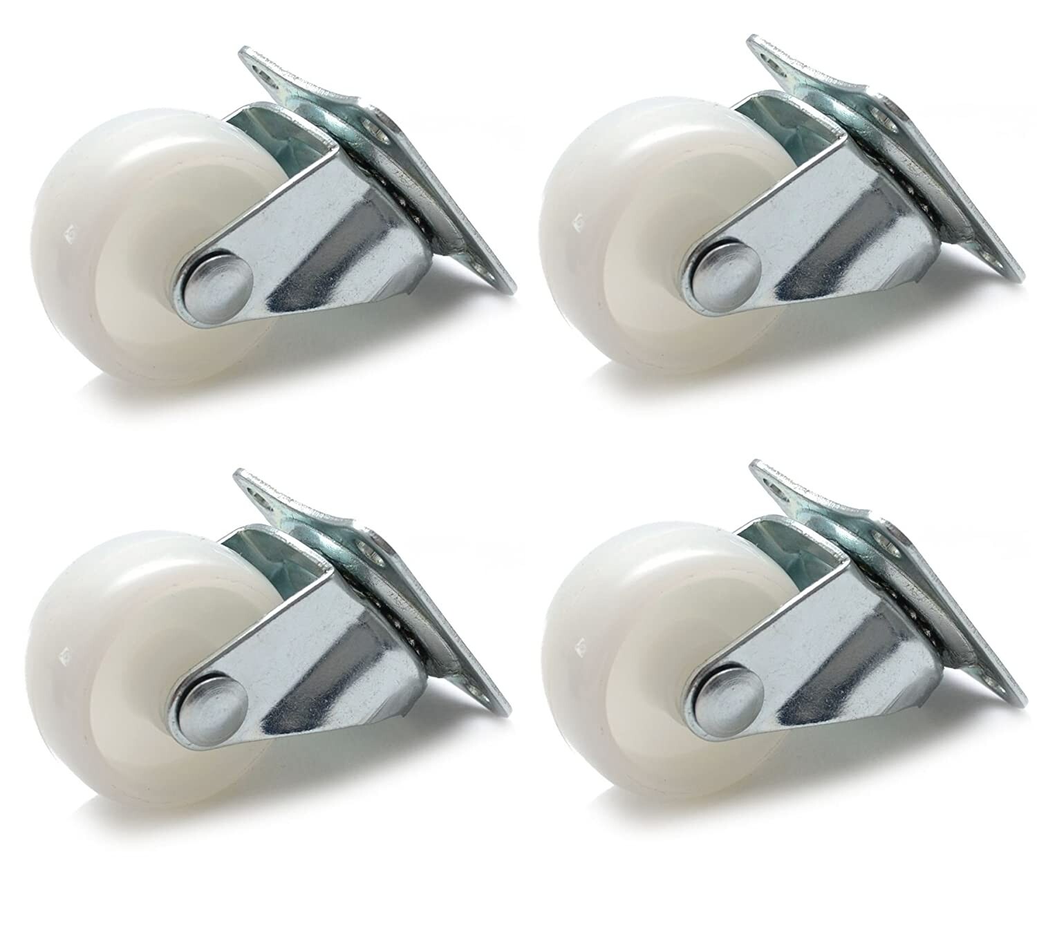 30mm Swivel Castor Wheel Furniture Caster Without Brake White Plastic pack of 4