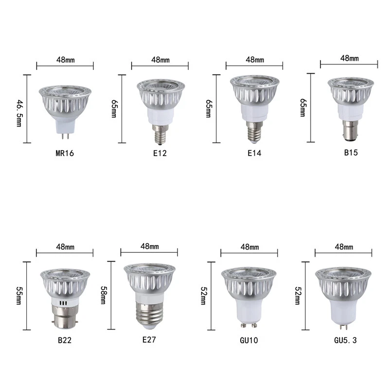 5W GU10 MR16 Dimmable LED COB Spotlight Bulbs Lamp GU5.3 220V 240V 12V 24V AJ - Image 3 of 4