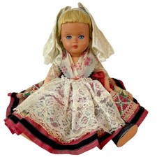 Vintage German Schmider Celluloid Doll 1950s Blonde Ethnic Costume Bavaria 12"