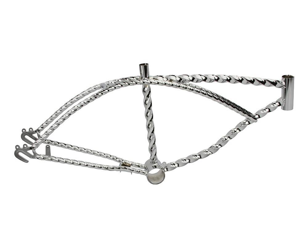 VINTAGE LOWRIDER CHROME TWISTED 20" BICYCLE FRAME LOWRIDER BIKE.