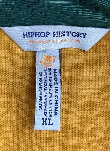 Camicia vintage anni 90 storia hip hop XL giallo verde bottoni Y2K lino cotone - Foto 3 di 13