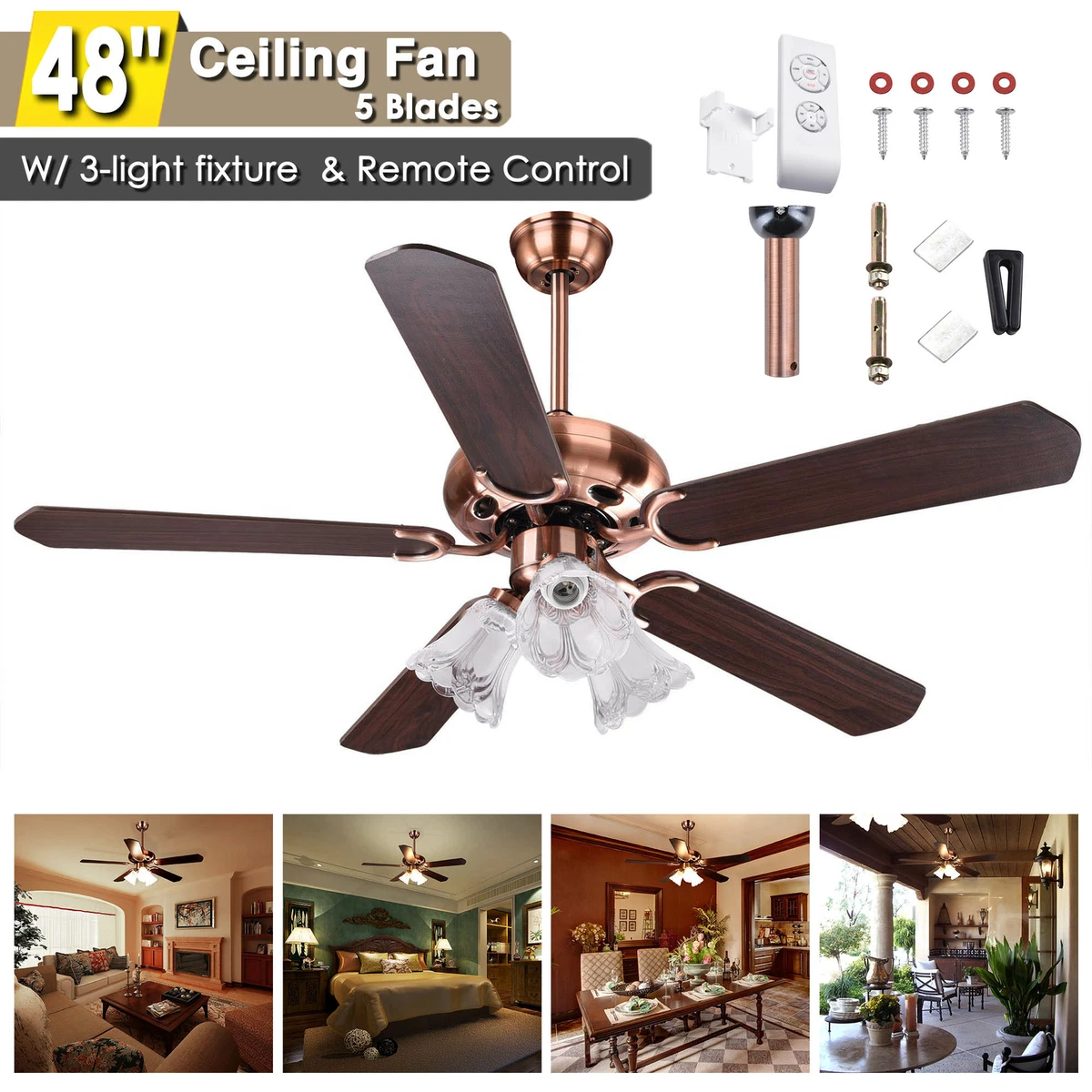 Copper Ceiling Fan Light Shelly Lighting