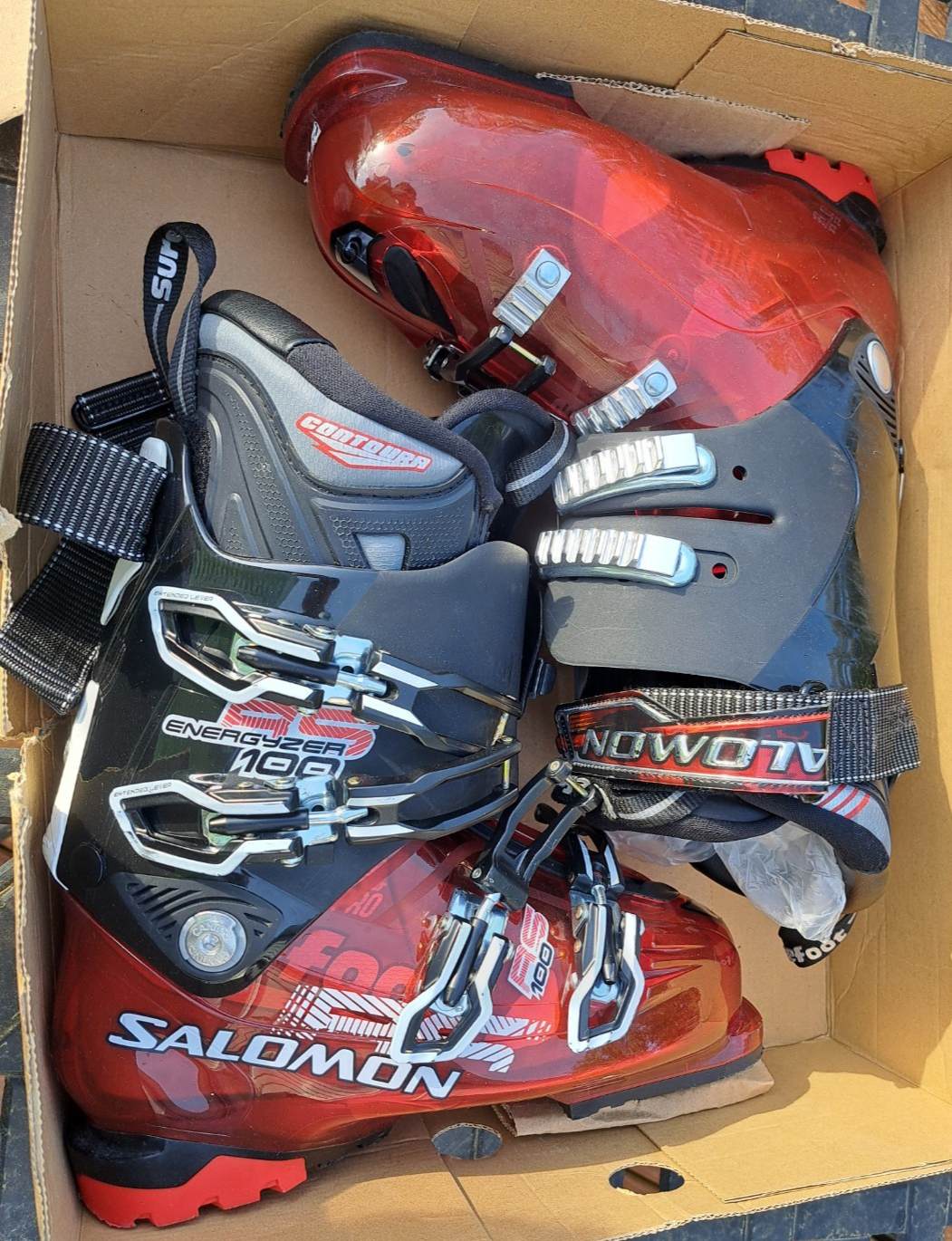 Scarponi da sci uomo taglia 25 5 Salomon RS 100 neri rossi custom shell HD neri