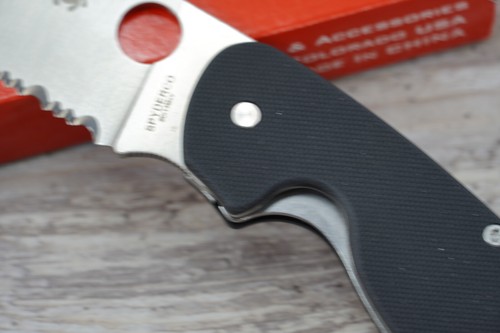 Spyderco Emphasis Linerlock Black Folding 8Cr13MoV Serrated Pocket Knife 245GPS - Picture 3 of 10