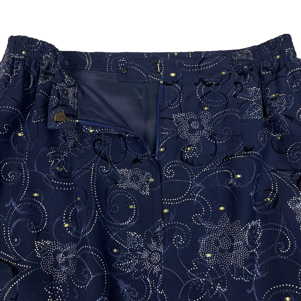 Falda Lápiz ANNE CRIMMINS Para Colecciones UMI 100% Azul Seda Talla 8 (G10144) Foto 4 de 4