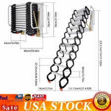 9.4ft Attic Loft Pull Down Ladder 12Step Wall Mounted Folding Loft Ladder Stairs