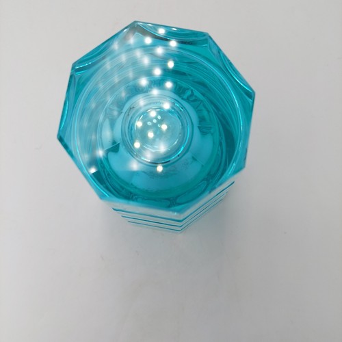 Josef Hoffmann Moser URANIUM Vaselin Crystal Turquoise Glass Art Deco Czech Vase - Picture 6 of 6
