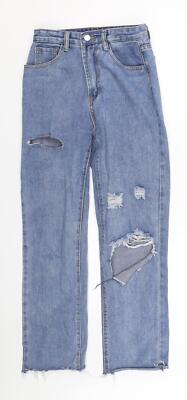 Shien Damen Jeans blau Baumwollmischung Straight Größe XS W26 L25
