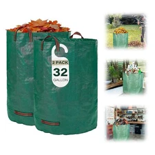32 Gallon Reusable Yard Waste Bags Heavy Duty Upright Lawn Bags with 4 Reinfo...