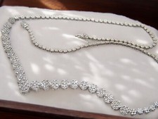 14k Solid White Gold 100 Diamonds Princess Necklace 18in L x7mm SAVE 2,600 2069