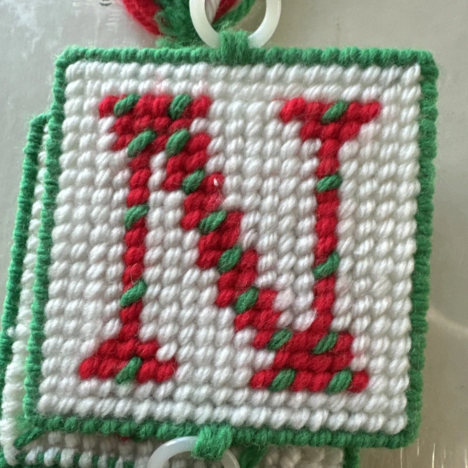 VTG 19” Handmade Needlepoint Christmas NOEL Wall Decor Plastic Canvas Artwork - Image 3 of 3