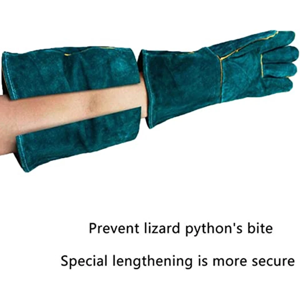 Animal Handling Gloves Leather Sleeve Bite Proof Dog Cat Bird Reptile Protection - Image 4 of 4