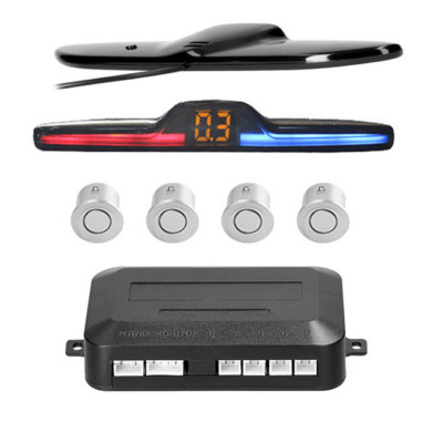 4 Car Parking Sensors LED Auto Backup Reverse Rear Radar System Alert Alarm Kit