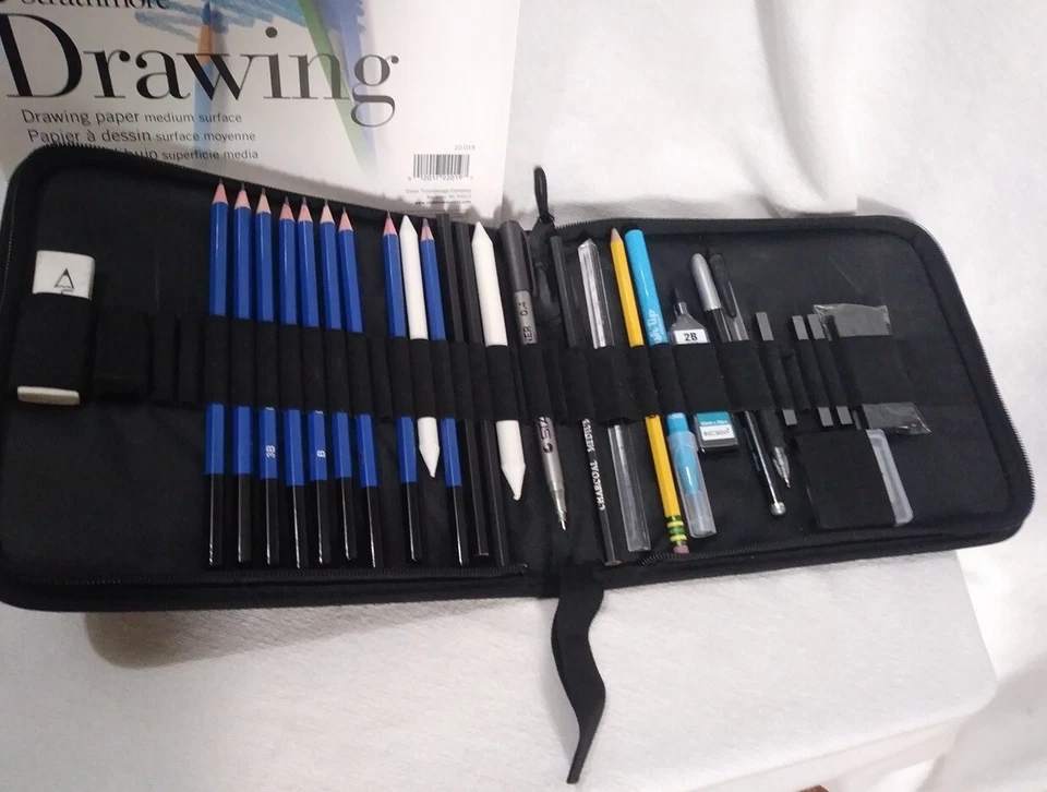 Drawing Essential Kit with Sketch Book Paper Pad 44 Sheets 9"x12" Art Supplies - Image 4 of 4