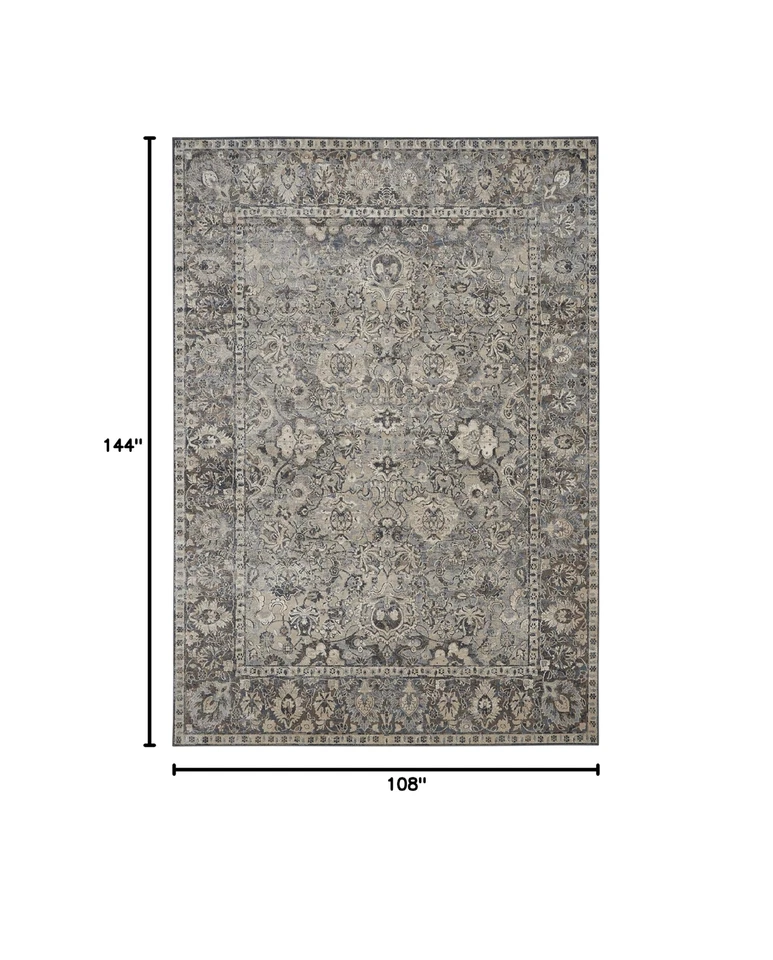 Alfombra Kathy Ireland Home Malta Vintage Pizarra 9' x 12', Fácil Limpieza, No... Foto 3 de 4