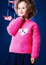 Deux Par Deux Girls Sweater Pink Heart