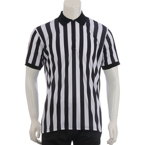 Men Sportwear Pro-Style Referee Shirt with Quarter Zipper for Basketball Soccer - Picture 11 of 14