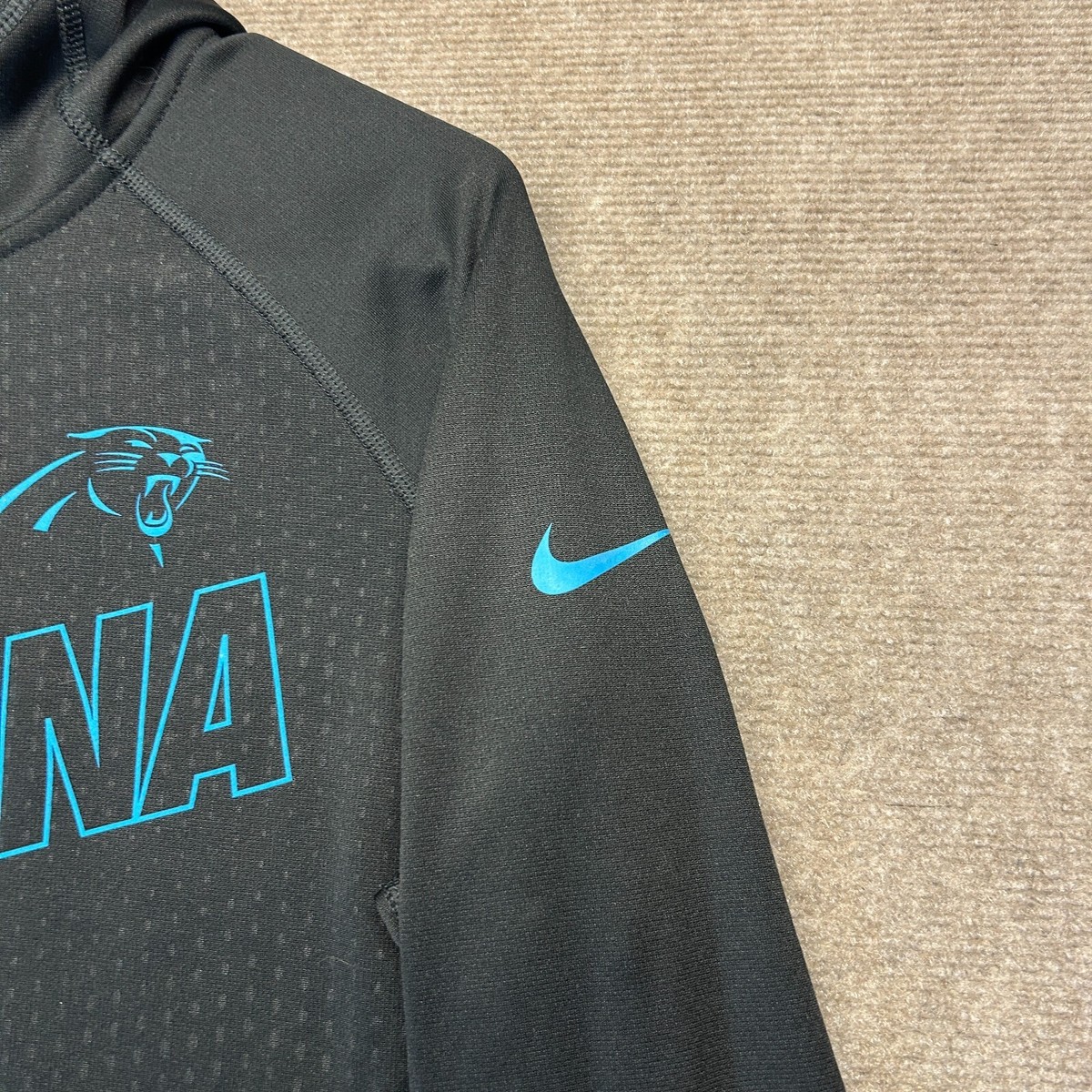 Carolina Panthers Hoodie Men's Large Black Pullover Nike Carolina Panthers Hoodie Men's Large Black Pullover Nike
