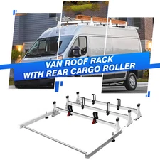 Cargo Van Roof Ladder Rack W/ Roller for RAM ProMaster 2013-2025 White 3 Bar NEW