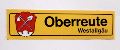 Souvenir-Aufkleber Oberreute Westallgäu Lindau Bayern Stadtwappen Ortsschild 80s