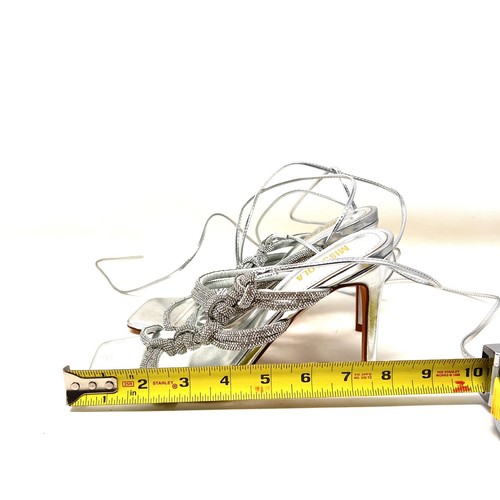 Scarpe stringate Miss Lola Courtlyn argento con cinturino tacco misura 5,5 festa ragazza epoca - Foto 3 di 5