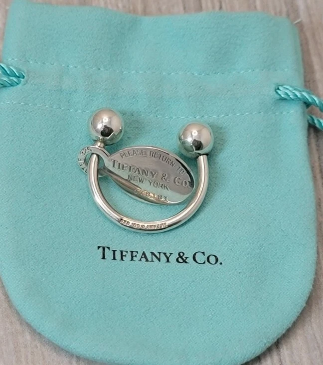 TIFFANY & CO. Portachiavi Tiffany & Co argento sterling Return to Tiffany etichetta ovale sfera a vite