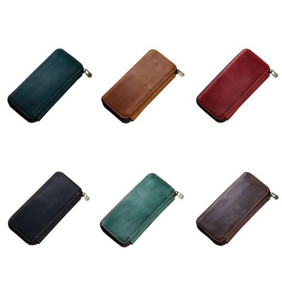 Leather Fountain Pen Case Hard Shell Pencil Case 3 Pen Slots Large Compartment