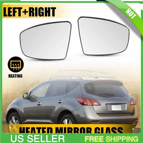 Pair Exterior Heated Mirror Glass w/ Backing Plate For Nissan Murano 2009-2014