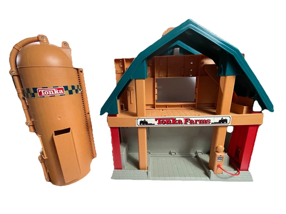 ENORME Lote de Silos de Granero Tonka Farms Juego Tractor Animales Cerca Heno 1995 C1 Foto 2 de 4